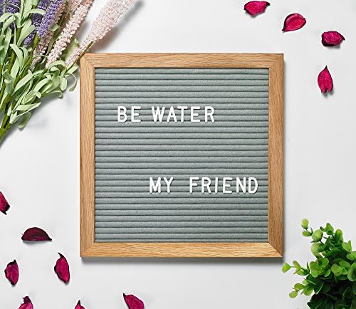Felt Letter Board | Wooden Changeable Letter Board | 340 White Plastic Letters with Oak Frame 10x10 Inch Including Canvas Bag and Gift Box