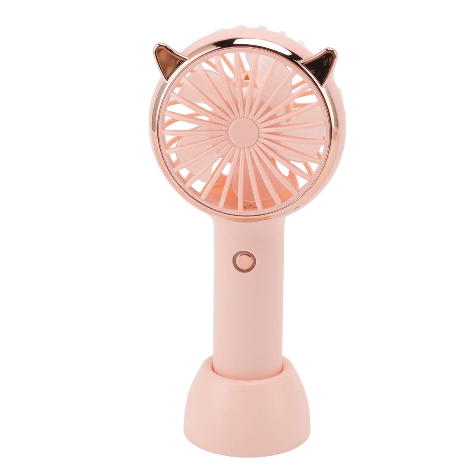 Handheld, Cat Ears Shpade USB Desk Fan with Stand Base Adjustable Table 3 Gears Portable Cooling Electric for Travel Office Room Household(Pink)