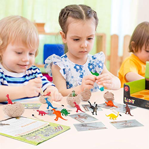 LUKAT Dinosaur Eggs Dino Dig Kits 12 Unique Dinosaurs Excavation Toy Kids Gifts for Boys and Girls Learning Fun