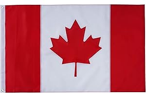 SYII Canada Flag 3x6 Ft Outdoor, Embroidered Canadian CAN Flags with 2 Brass Grommet and Sewn Stripes, Heavy Duty 210D Polyes