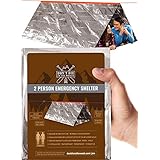 World’s 2nd Toughest Ultralight Survival Tent  2 Person Mylar Emergency Shelter Tube Tent + Paracord (425 lb Strength)  Year-Round All Weather Protection For Hiking, Camping, Outdoor Survival Kits