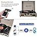 Vinyl Record Player, SKEVONO 3 Speed Portable Suitcase Turntable, Bluetooth Vintage Record Player with 2 Built-in Speakers, Supports RCA Output/Headphone Jack/Phone Music Playback (Light Beige Linen)thumb 2