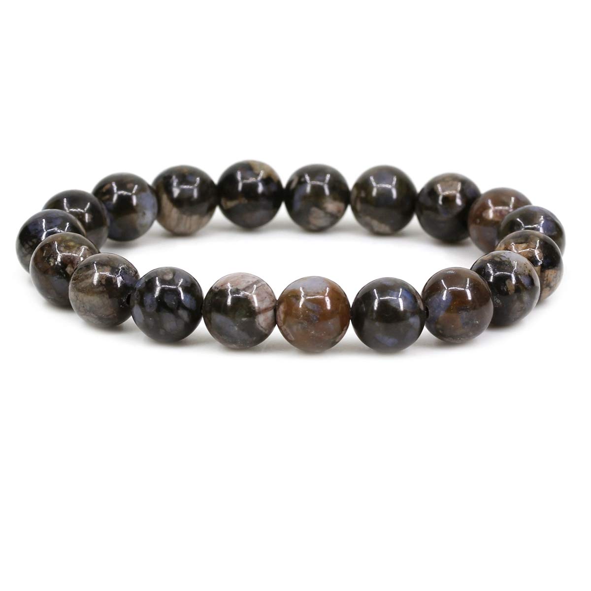 CHENYUE Natural Llanite Gemstone 10mm Round Beads Stretch Bracelet 7" Unisex โ image 1
