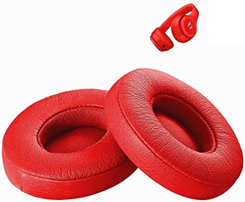 Beats Replacement Ear Pads for Solo 3.0/2.0 Wireless On Ear Headphones, Ear Cushion Made of Protein Leather and Memory Foam (Red)