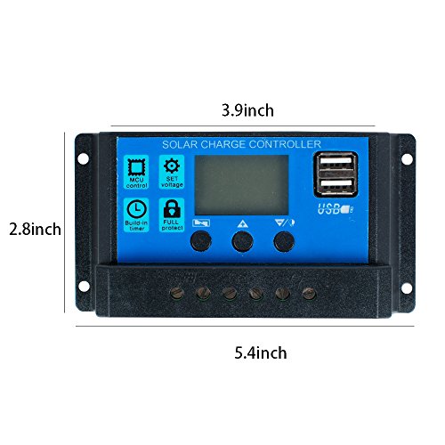 image for Vinmax Dual USB Voltage Solar Charge Controller,12V/24V LCD Display PV