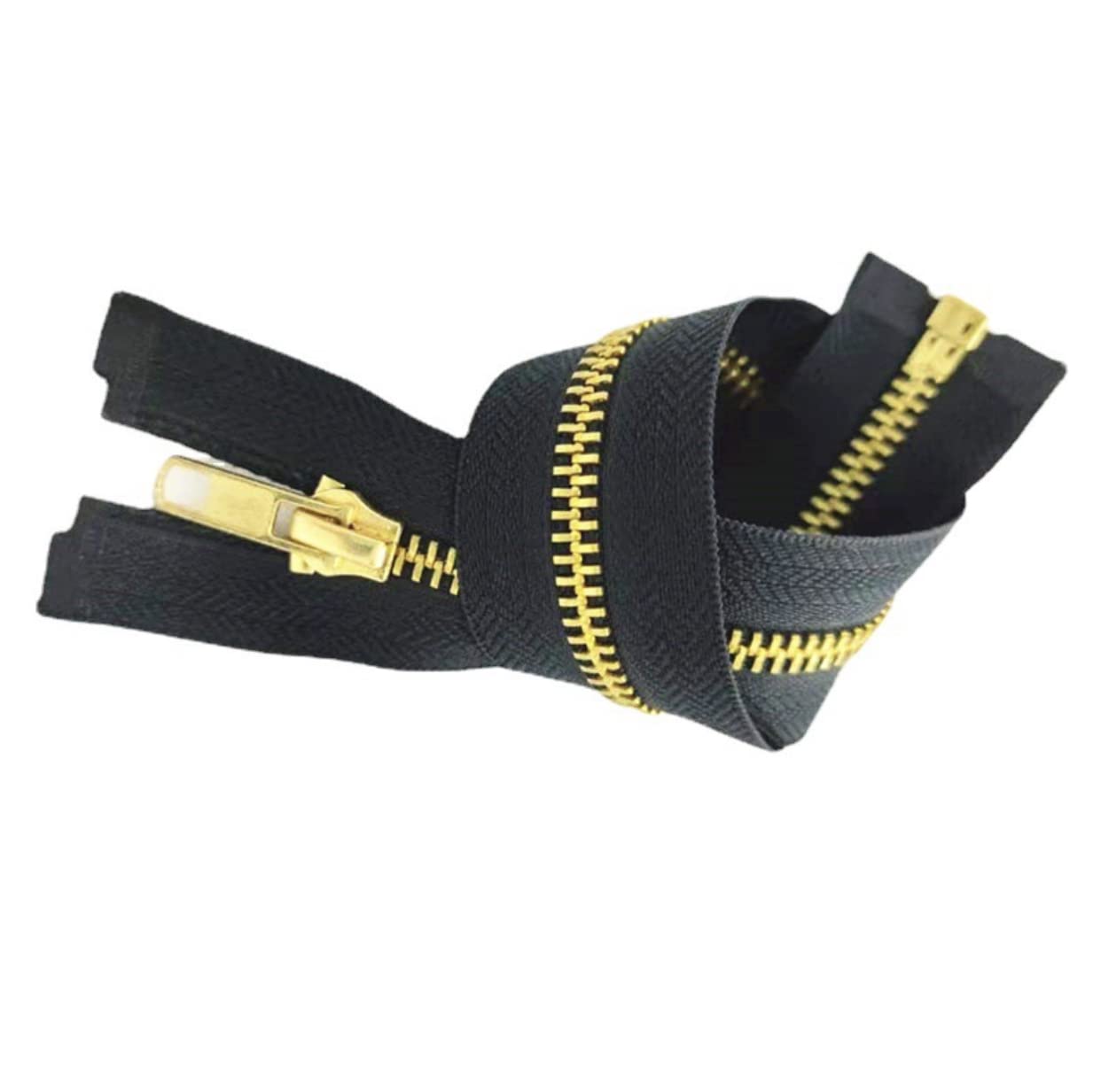 5 unités/fermetures éclair en métal ouvertes, Available in Maya 5#, fermeture éclair pour Couture, Noir +doré, mesures, fermeture éclair pour coudre Sur vêtements, (65 cm 5U, 322)