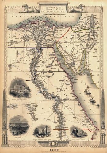 MP24 Vintage Old 1851 Historical Map Of Egypt The Nile Arabia Poster Re-Print - A2+ (610 x 432mm) 24" x 17"