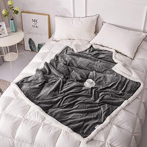 Homelike Moment Sherpa Fleece Throw Blanket for Couch Gray Plush Fuzzy