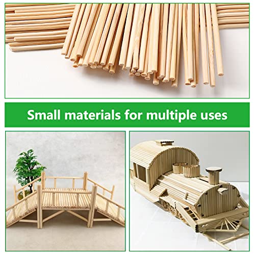 200 Pieces Round Wooden Sticks 300mm x 3mm for Candy Floss Natural Bamboo Sticks for Crafts and DIY