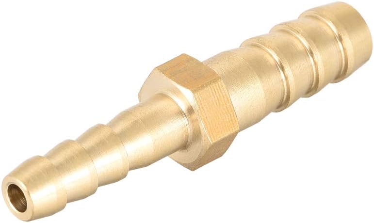 sourcing map Straight Brass Barb Fitting Reducer, Fit Hose ID 8mm to 6mm, Gold, 8mm x 6mm - Image 4