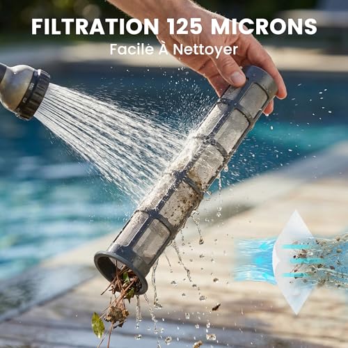Wireless Pool Vacuum Cleaner with Battery, Up to 60 Min, Portable Pool Vacuum with Telescopic Handle, Bottom Cleaner for Small Pools, Spas and Hot Tubs, Blue