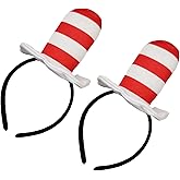 ANYSHOESll Red and White Hat Stovepipe Headbands,the Book Character Costumes Headband Halloween Cosplay Party Accessories