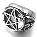INBLUE Men's Stainless Steel Ring Silver Tone Pentagram Pentacle Star Hollow Openwork Dragon Claw Size10