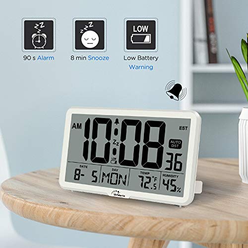 WallarGe Auto Set Digital Wall Clock Battery Operated,Desk Clocks with