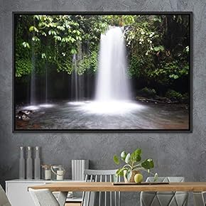 signwin Framed Canvas Wall Art Forest Waterfalls Group...