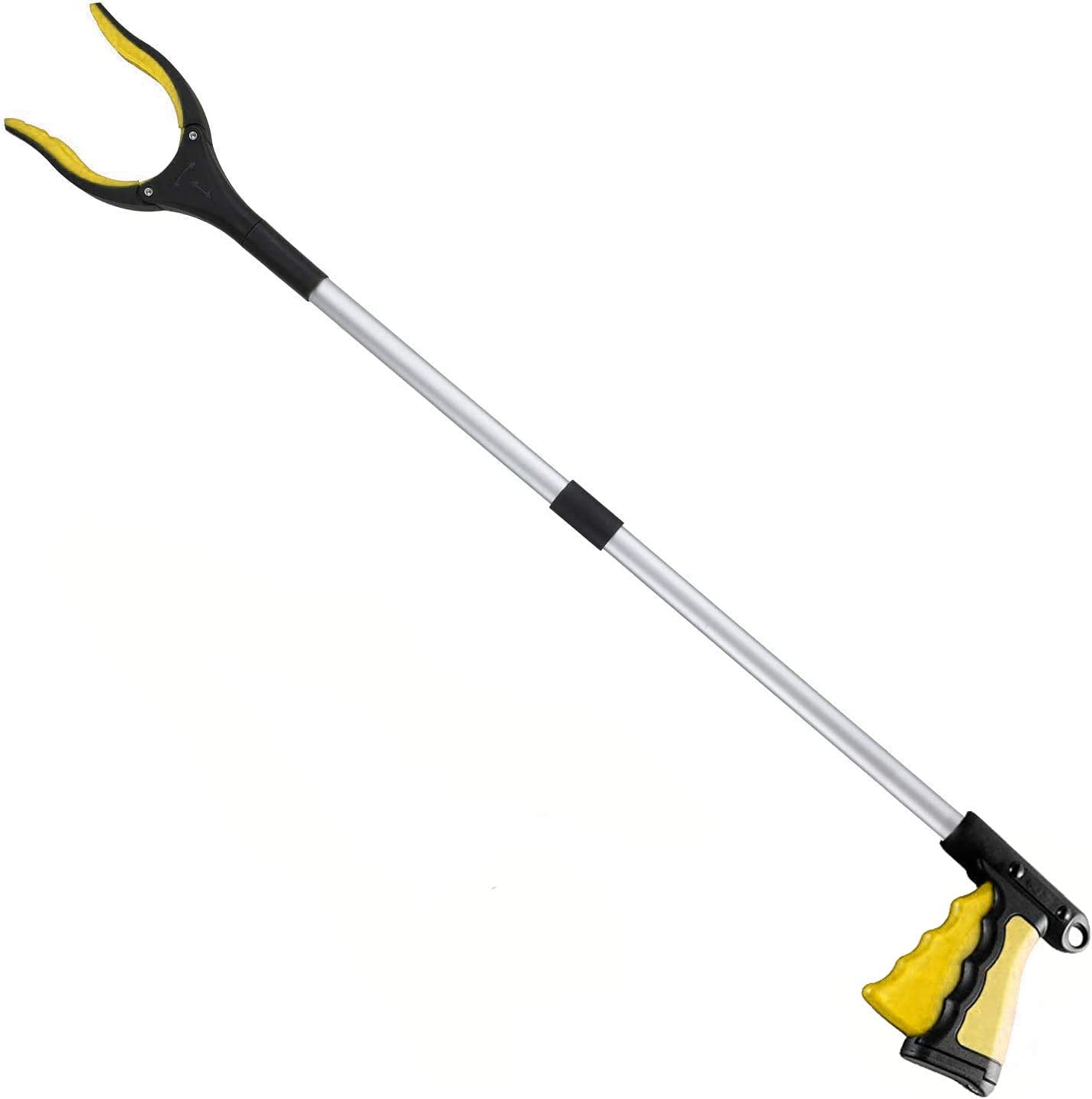 Litter Pickers, 32" Foldable Long Arm Mechanical Grabber Reacher Grab & Grip Rubbish Pick Up Hand, Lightweight Strong Extender Gripper Tool Heavy Duty Handy Assist Reaching Aid (New Yellow)