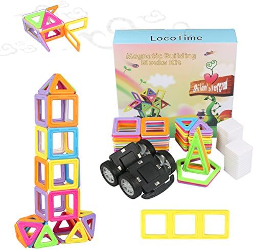 77 PCS Magnetic Building Blocks Construction Set toys and Educational Stacking Toys for Boys and Girls (Children over Three Years Old), New Version, Bigger Size, More Surprise!
