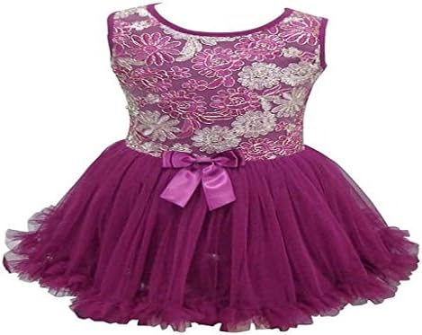 Popatu Little Girls Purple and Silver Floral Petti Dress
