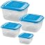 Set 4 Contenitori Plastica Gi&ograve;Style Da 0,25 Lt - Colore Azzurro, Ideali Per Conservazione