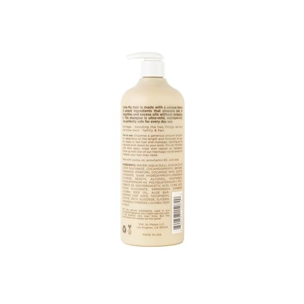 HAIRITAGE OUTTA MY HAIR GENTLE DAILY HYDRATING AND MOISTURIZING SHAMPOO FOR DRY HAIR WITH JOJOBA OIL + ALOE VERA – ULTRA-MILD + MOISTURE-RICH – IMPROVES DRY, BRITTLE STRANDS, 21 FL. OZ.