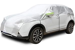 Konnfeir Half Car Cover with Cotton All Weather Car Body Cover for Sunshade Cover Snow Cover Waterproof Snowproof Universal (Fit SUV Length 174'' to 188'')