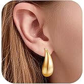 Gold Teardrop Hoop Earrings for Women: Lightweight Waterdrop Dangle Earrings