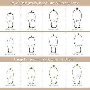 Royal Designs Heavy Duty Lamp Harp – 10 Zoll, Poliertes Messing | Robuste Lampenharfe Mit Endstück Für Lampenschirme