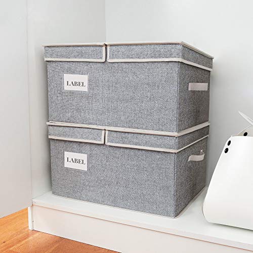StorageWorks Storage Baskets with Lid and Handles, Decorative Closet