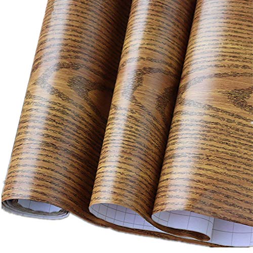 Self Adhesive Wood grain furniture stickers PVC wallpaper cabinets Gloss Film Vinyl Counter Top Decal 24inch by 78inch (Red curved woodï¼‰
