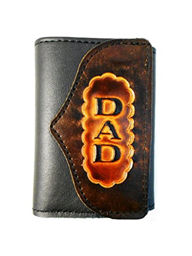 Hilltop Leather Company Mens Handcrafted Leather Trifold Wallet Dad