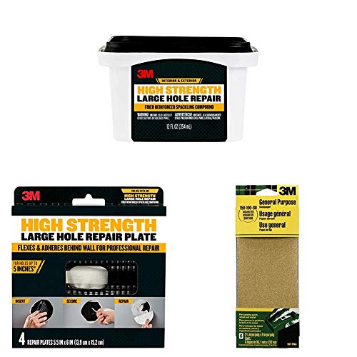 3M High Strength Large Hole Repair Kit, 12 fl. oz, 4Pack Repair Plates