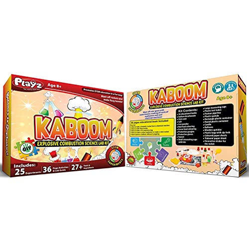 Playz Kaboom! Explosive Combustion Science Lab Kit - 25+ STEM Experiments - DIY Make Your Own Rockets, Helium Balloons, Fizzy Bombs, Color Explosions and More with Fun Chemical Reactions! Playz Kaboom! Explosive Combustion Science Lab Kit - 25+ STEM Experiments - DIY Make Your Own Rockets, Helium Balloons, Fizzy Bombs, Color Explosions and More with Fun Chemical Reactions!