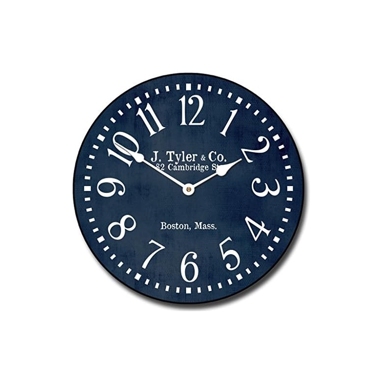 Navy Blue Large Wall Clock Ultra Quiet Quartz Mechanism Hand Made