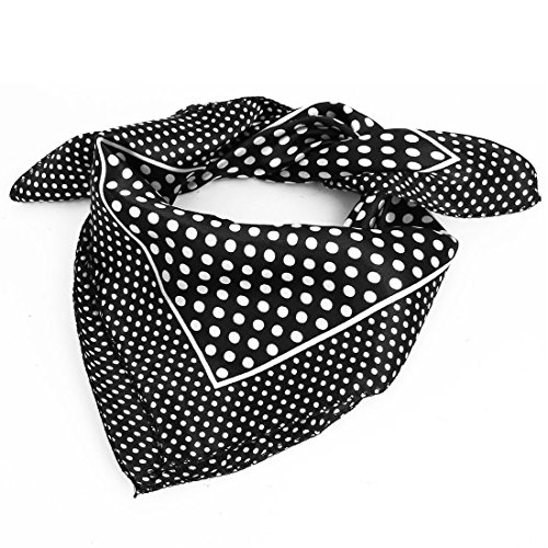 uxcell Women Polyester Fashion Round Dot Square Scarf Wrap Black White
