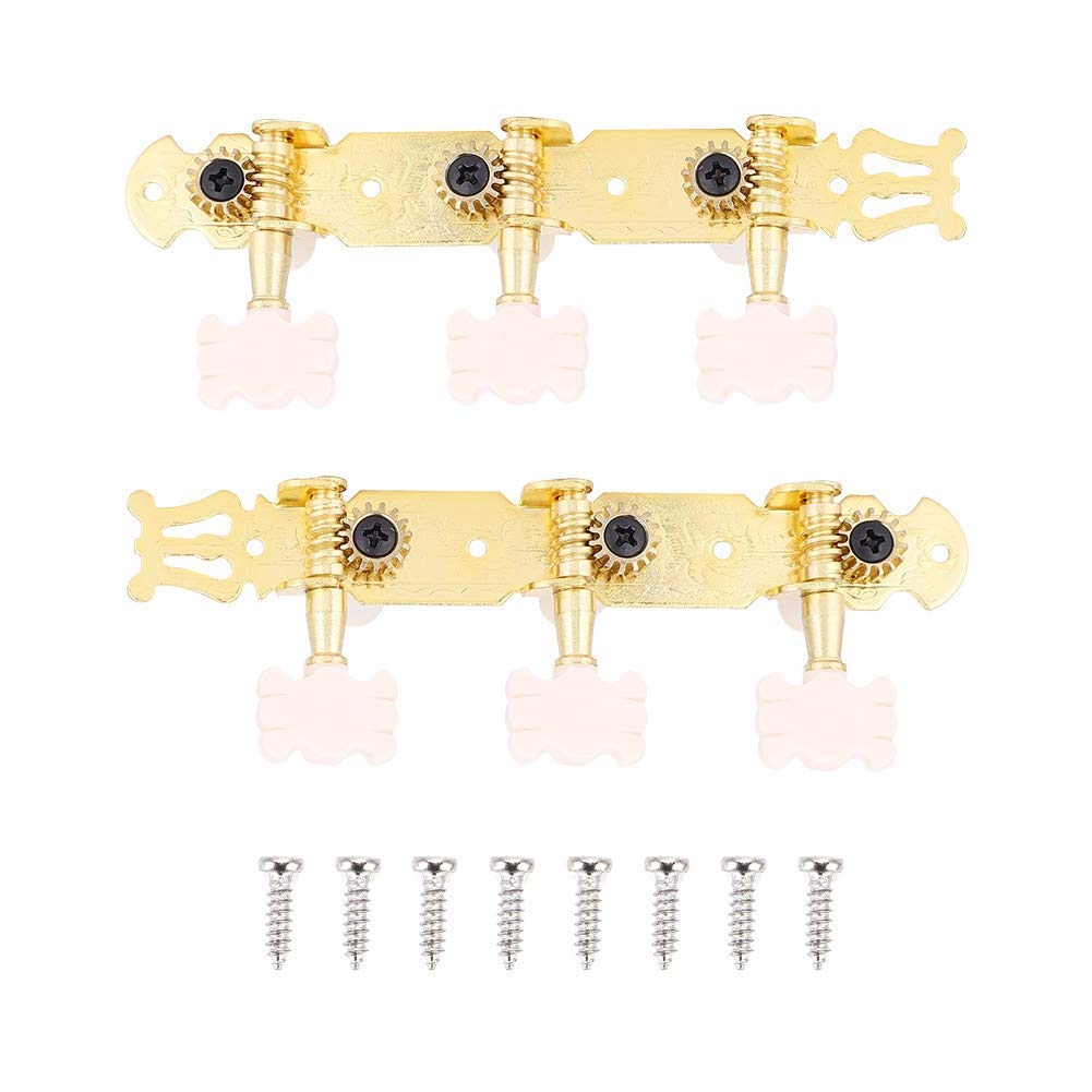 Alomejor Guitar Tuning Pegs 3L+3R Enclosed Gold Machine Head Tuners Replacement Parts for Acoustic Guitar Guitar