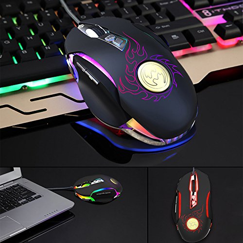 Gaming Mouse,Powpro Gfun PP-BM600 Gaming Mouse 250-4000 DPI Ergonomic Comfortable Grip High Precision Computer Mouse