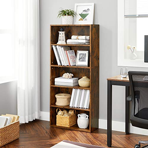 VASAGLE Bookshelf, 5Tier Open Bookcase With Adjustable Storage Shelves