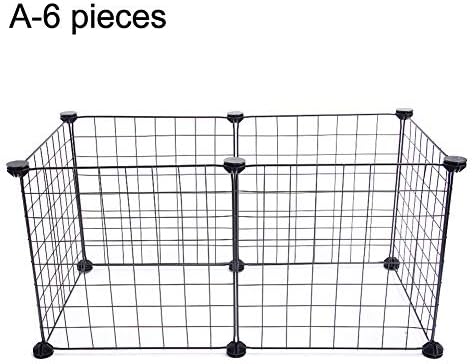 kafiGC8 Portable DIY Dog Playpen Puppy Crate Metal Wire Kennel Detachable Pet Fence Cage - A 6Pcs