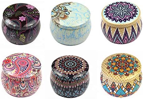 Leagway 6 Pcs Tinplate Empty Tins for Homemade Tealights, Home Kitchen Storage Containers, Reusable Retro Chic Cups Cans for Dry Storage, Spices, Coffee, Tea, Candy, Party Favors, Gifts (Retro)