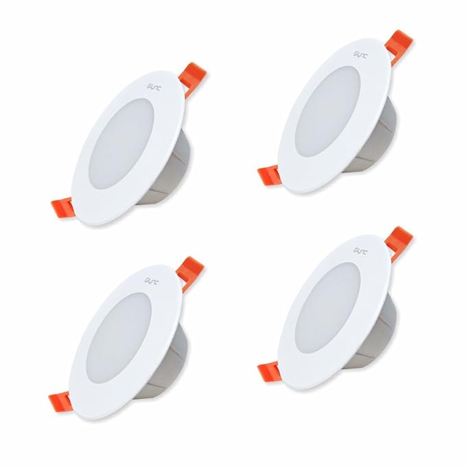 Glync LED Ceiling Downlight ABS Plastic, 5W Round Warm White 3000K (Pack of 4)