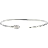 14K Yellow Gold Medusa Bracelet, Steling Silver Medusa Snake Charm Bracelets For Elegant Women, Cubic Zirconia Bracelet & Bangle Adjustable Pulseras Mujer, Animal Snake Bangles Cuff