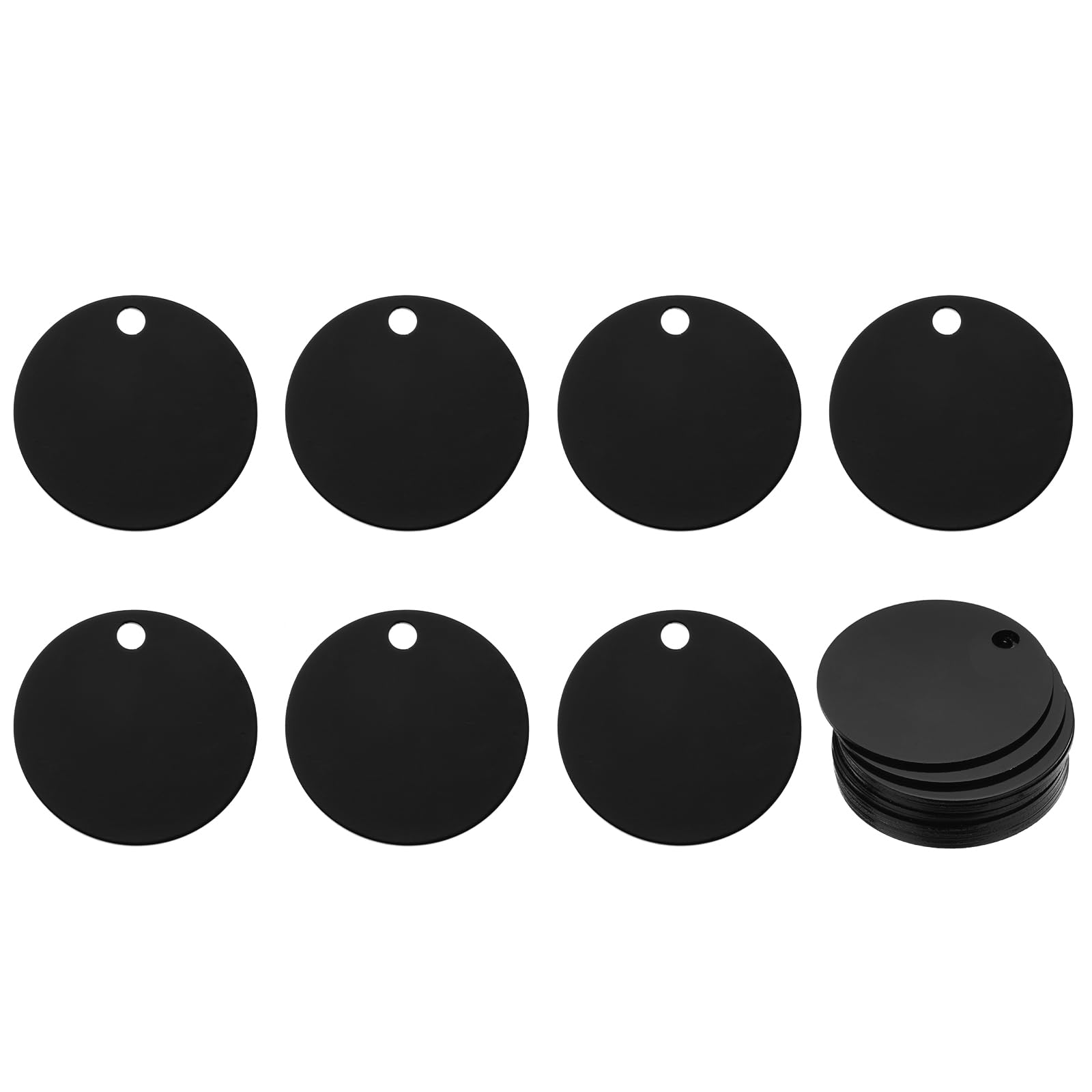 Rebower Aluminum Blank Tags Engraving Metal Stamping Blanks,[for Number Tag, Dog Tag,Pendant Decoration] - Dia 1.4 Inch/Black / 25 Pcs