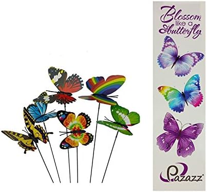 Pazazz Colourful Butterflies With Butterfly Bookmark (6pack)/Butterfly on Sticks Garden Patio Flowerbeds Wedding table decoration Graves or Memorials