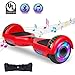SWEETBUY Hoverboard UL 2272 Certified 6.5” Two-Wheel Bluetooth Self Balancing Electric Scooter with LED Light Flash Lights Wheels RED(Free Carry Bag)