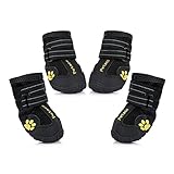 Uarter Waterproof Pet Boots for Large Dogs Labrador Husky Shoes 4 Pcs in Size 6 Black