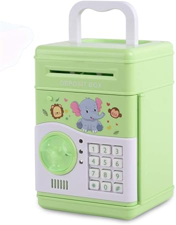 Amazon Benhom ギフトおもちゃ 子供コード 電子金庫バンク ミニatm電子貯金箱 子供用 ダイヤルロック 音楽付き グリーン Plato 0235 貯金箱 おもちゃ