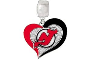 HEAVENS JEWELRY CHARM NJ NEW JERSEY DEVILS ICE HOCKEY TEAM CHARM 7/8" ACROSS x 7/8" IN LENGTH SLIDER PENDANT FOR YOUR NECKLACE EUROPEAN CHARM BRACELET (Fits Most Name Brands) JEWELRY DIY PROJECTS ETC