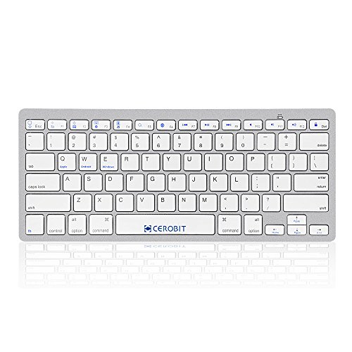 CEROBIT Wireless Bluetooth Keyboard Ultra Slim Universal Compatibility with Windows Android IOS for Laptop Mac Tablet Desktop PC Computer Smart TV (Sliver White)