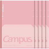 KOKUYO Campus Composition Kimochii Notebook, 5 Pack Feels Flat Semi-B5 Comp Book, Pink, Dot B 6mm Ruled, 30 Sheets School Lined Journal Notebook for Work Study Note Taking. Japan Import (NO-FL3CBT-P)