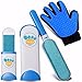 Frisky Paws Pet Hair Remover Brush Self-Cleaning Base | Reusable Double-Sided Cat & Dog Hair, Fur, Fuzz Lint Removal Furniture, Clothes, Carpet & Car Seat | Pet Grooming Glove Included